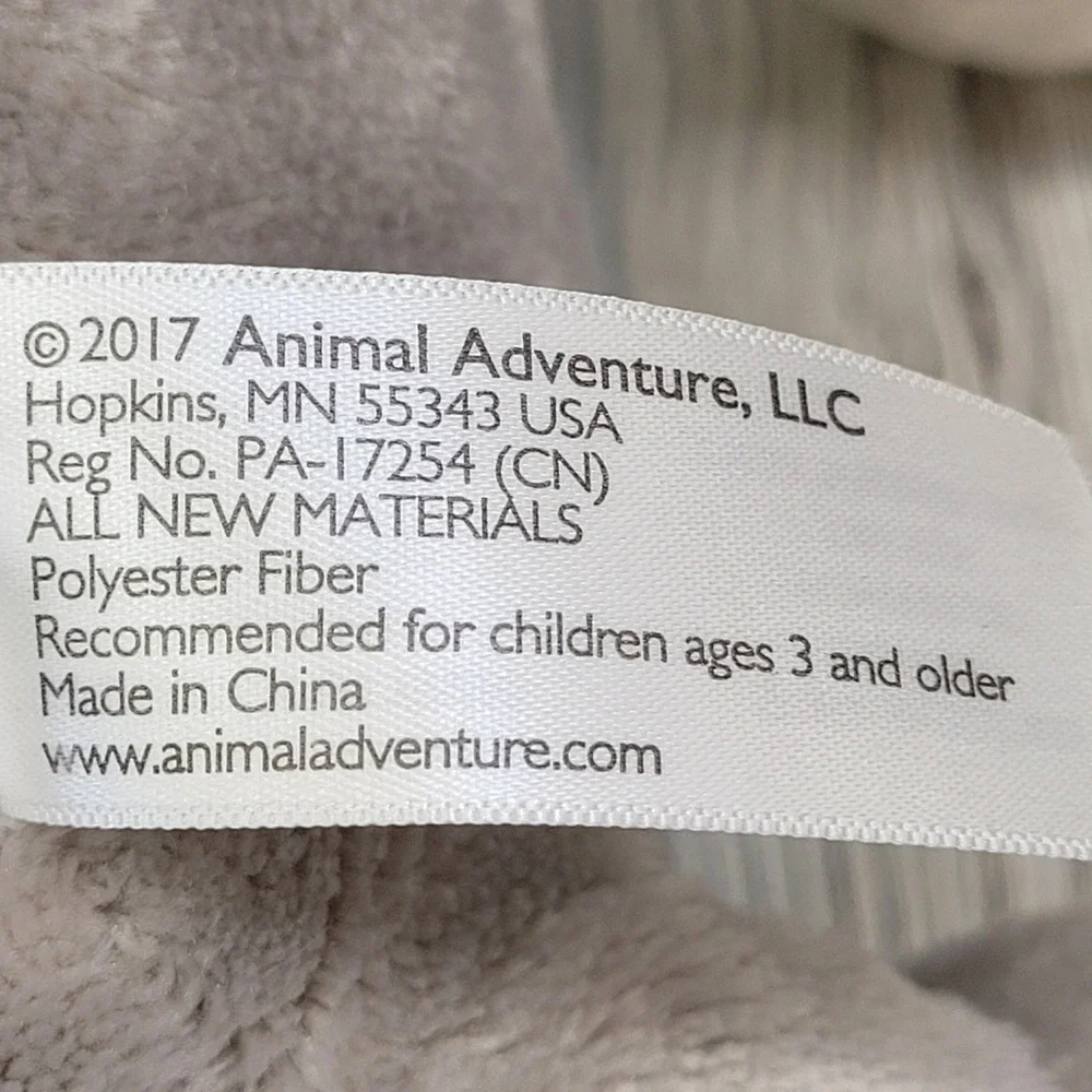 Animal Adventure Stuffed Elephant Plush Zoo Nursery Toy Gray White Red Feet 2017